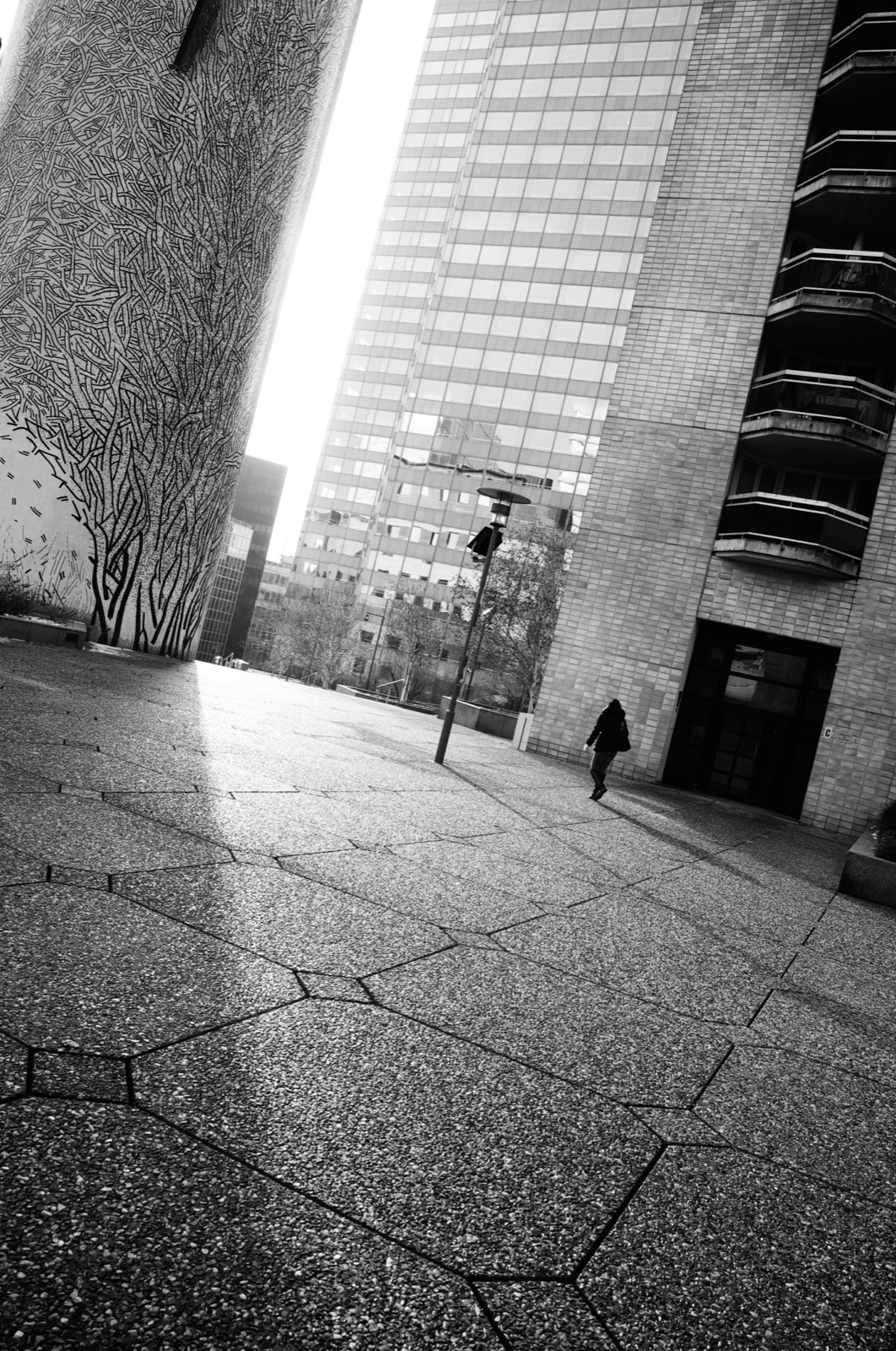 Office towers in Paris, in black and white