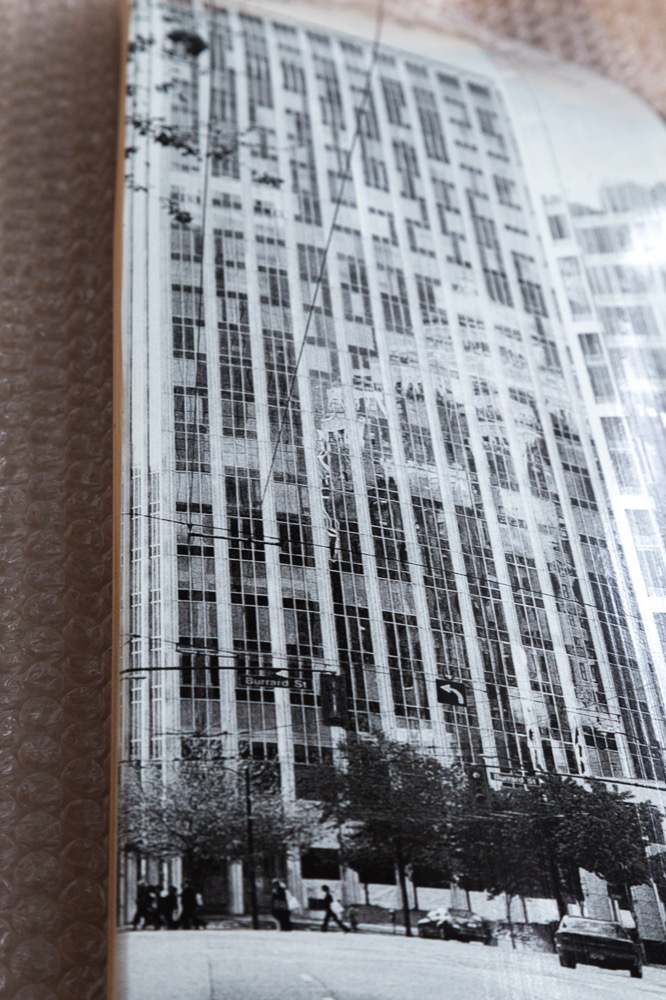 Photograph printed on a skateboard deck