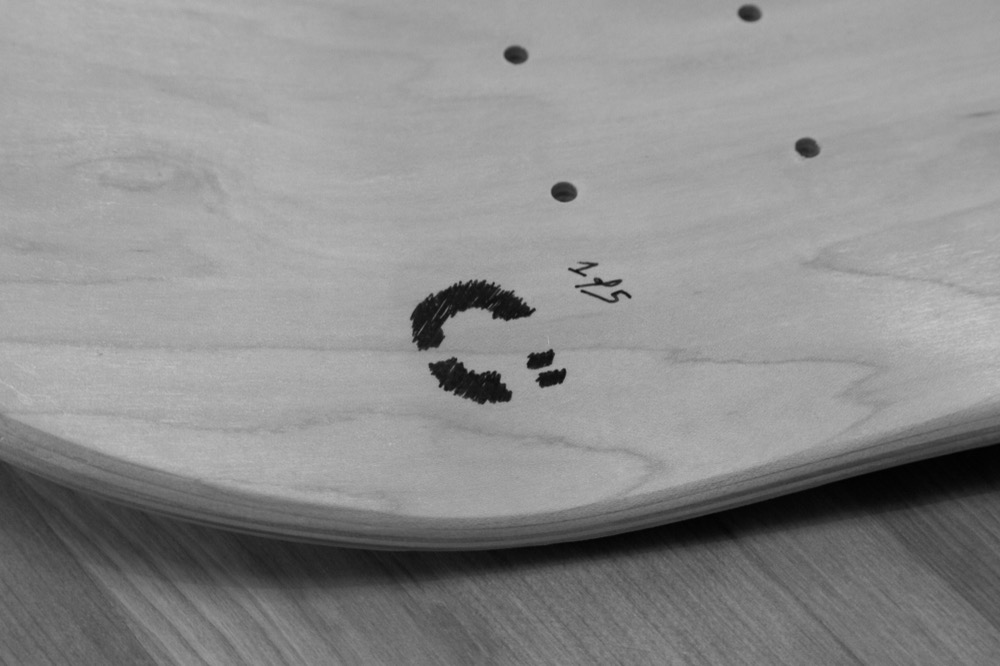 Photograph printed on a skateboard deck