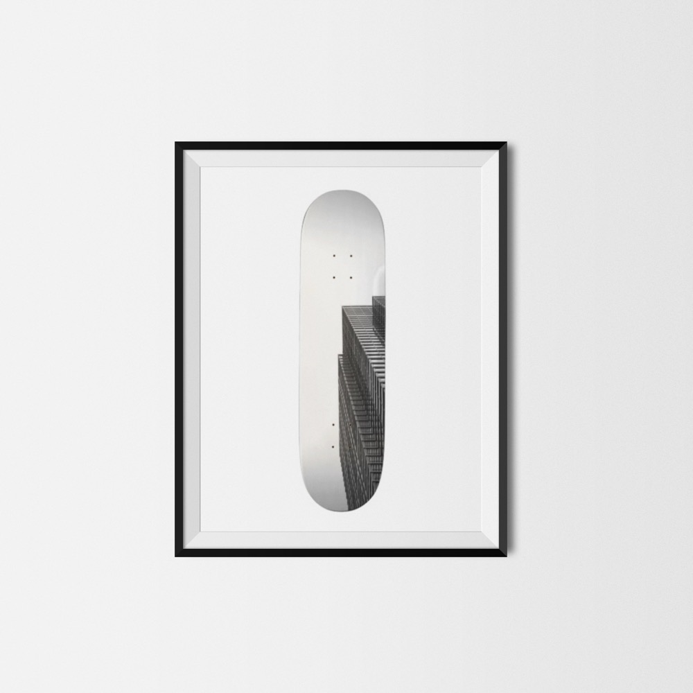 Photograph printed on a skateboard deck